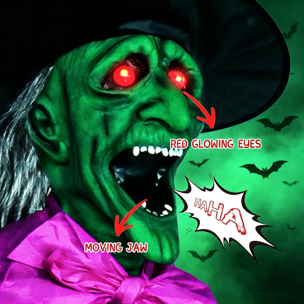 Halloween Decorations Outdoor – 10.5FT Animated Hovering Witch Animatronics w...