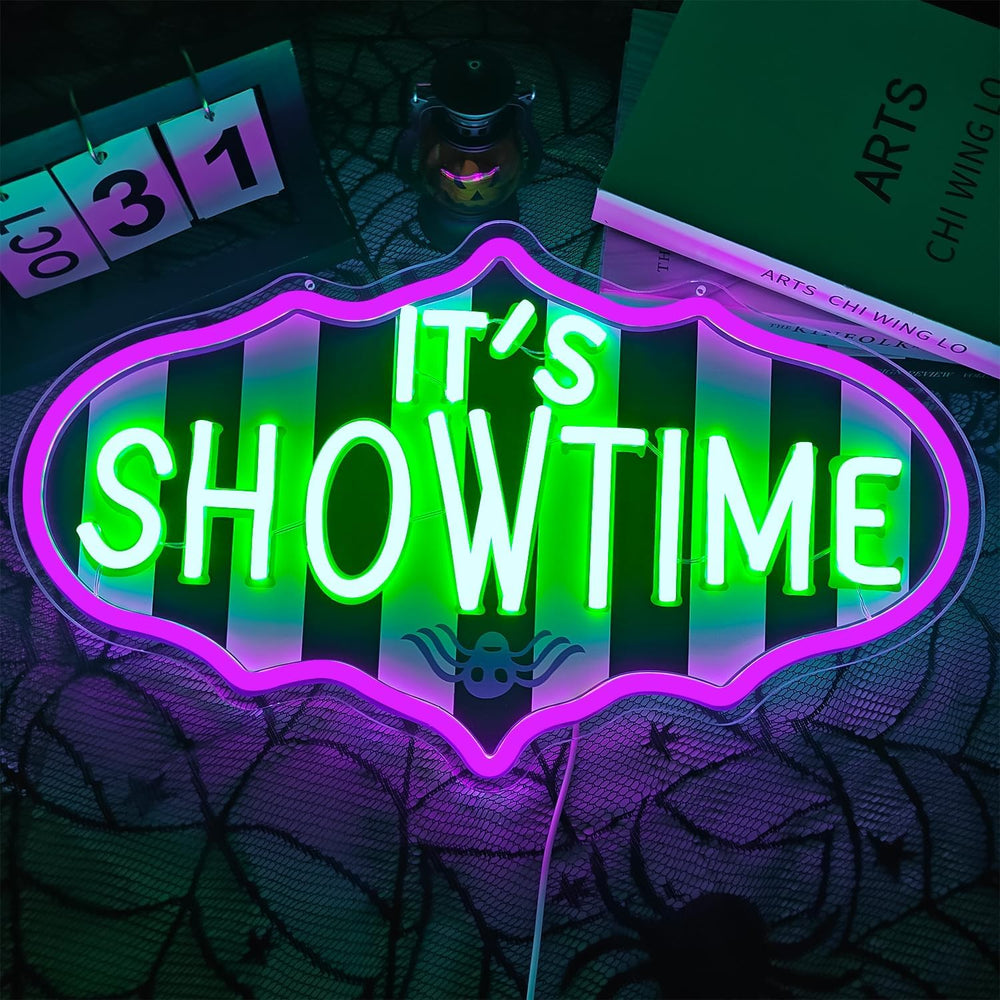 It's Showtime Neon Sign Dimmable Neon Halloween Sign Showtime Led Sign Ho...