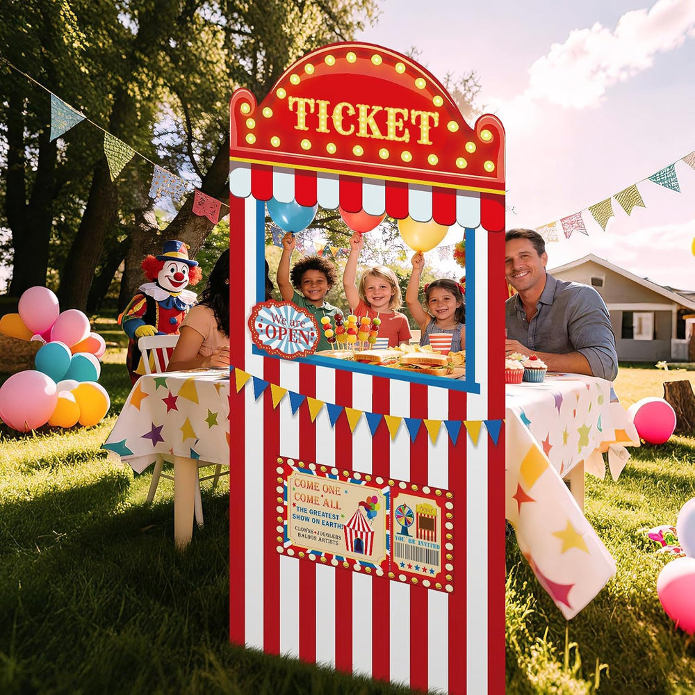 5.6Ft Carnival Ticket Booth Photo Prop Standup Halloween Decorations