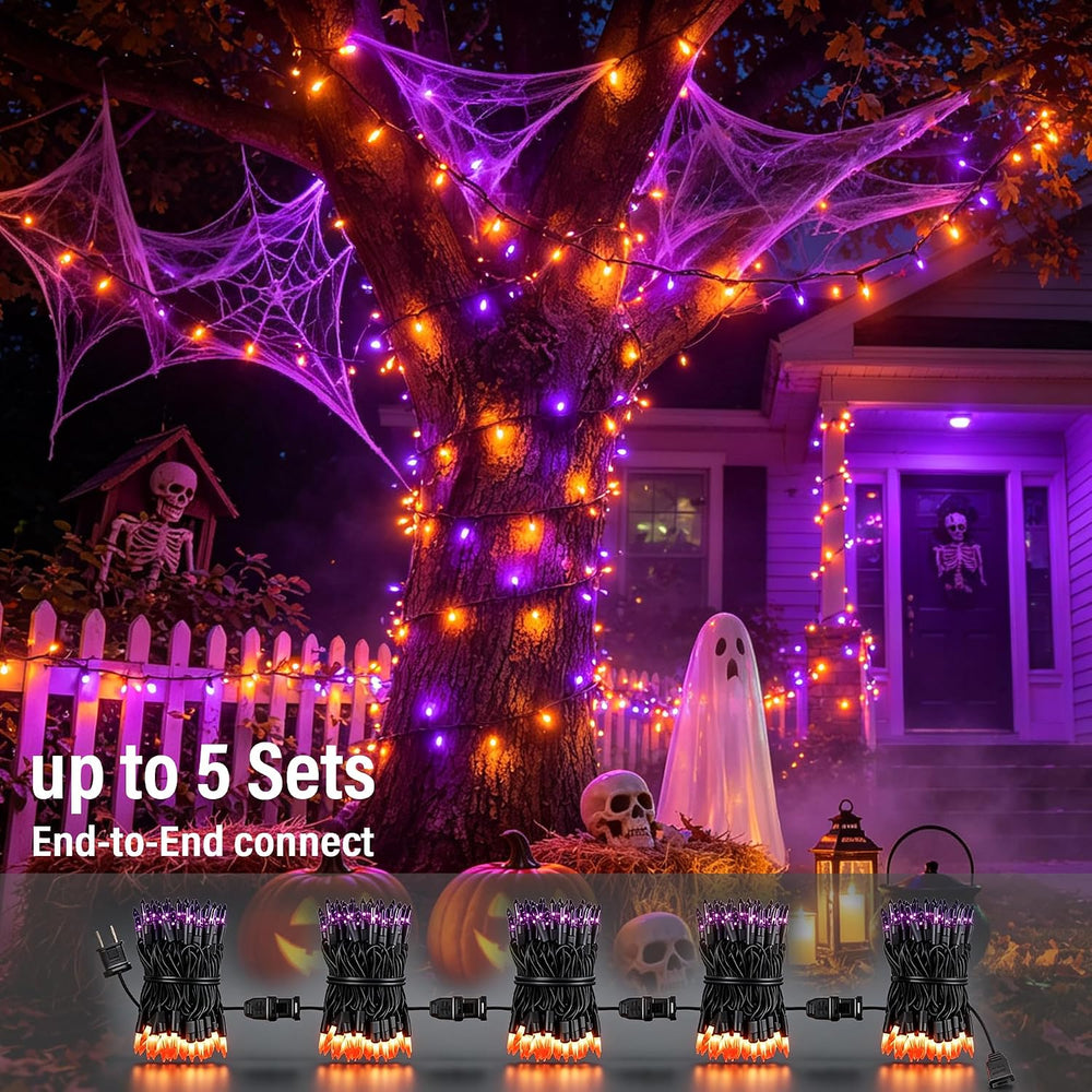 TW SHINE Purple and Orange Halloween Lights, 2 Pack 20FT 100 Count Incandesce...