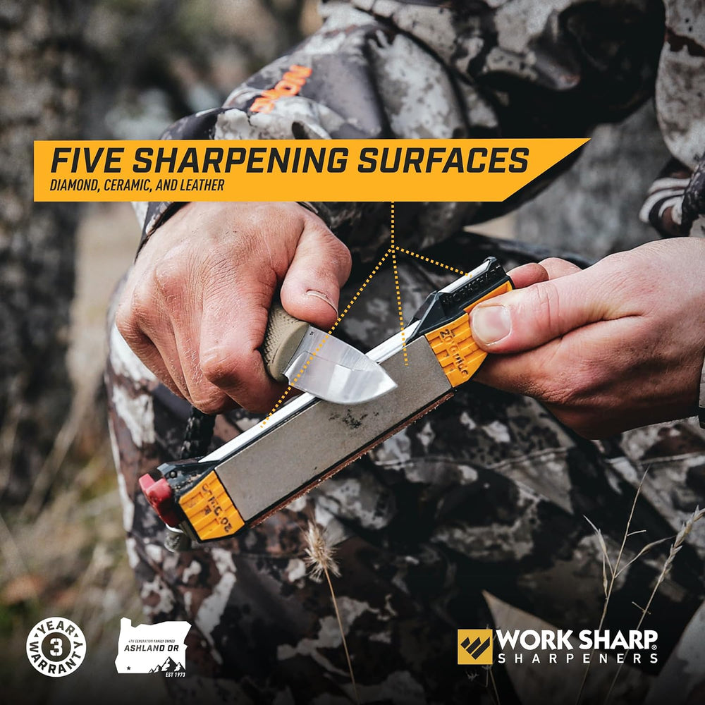 Work Sharp Guided Field Sharpener Elite with case, Travel Knife Sharpener Tool