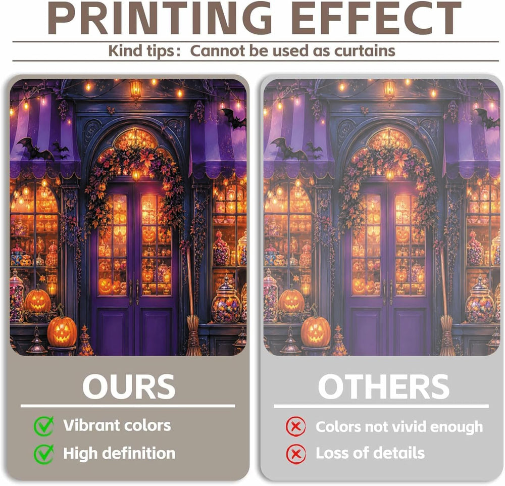 10x8ft Halloween Candy Shop Photography Backdrop Magic Witch Pumpkin Banner