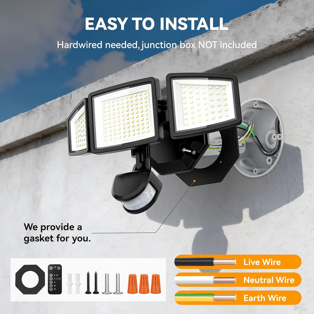 LED Security Lights Motion Sensor Light Outdoor, 7000LM, 6500K, Waterproof, F...