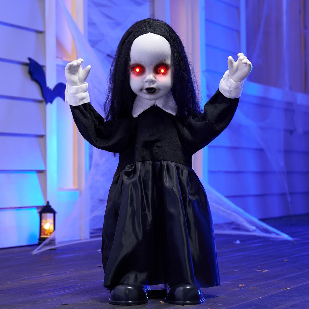 JOYIN Scary Halloween Decorations Outdoor, Black Zombie Girl Ghost Animatroni...