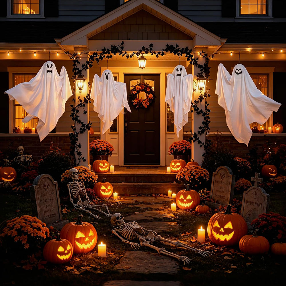 9 Pack Halloween Hanging Ghosts, 27.6 Inch Flying Ghost Decorations