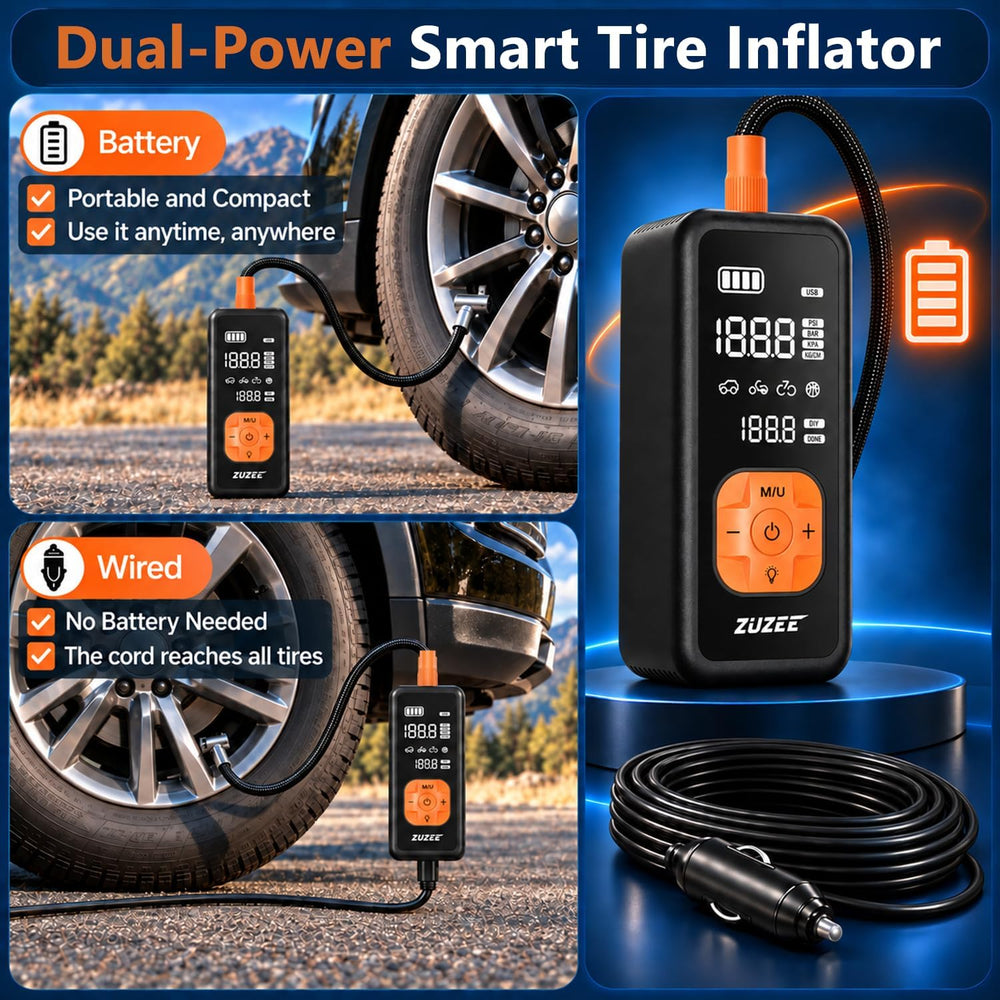 Tire Inflator Portable Air Compressor with Digital Gauge, 150 PSI Tire Pump