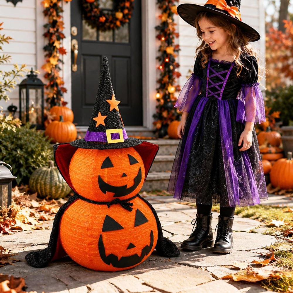3FT Collapsible Halloween Pumpkin Decorations for Porch, Yard, Home