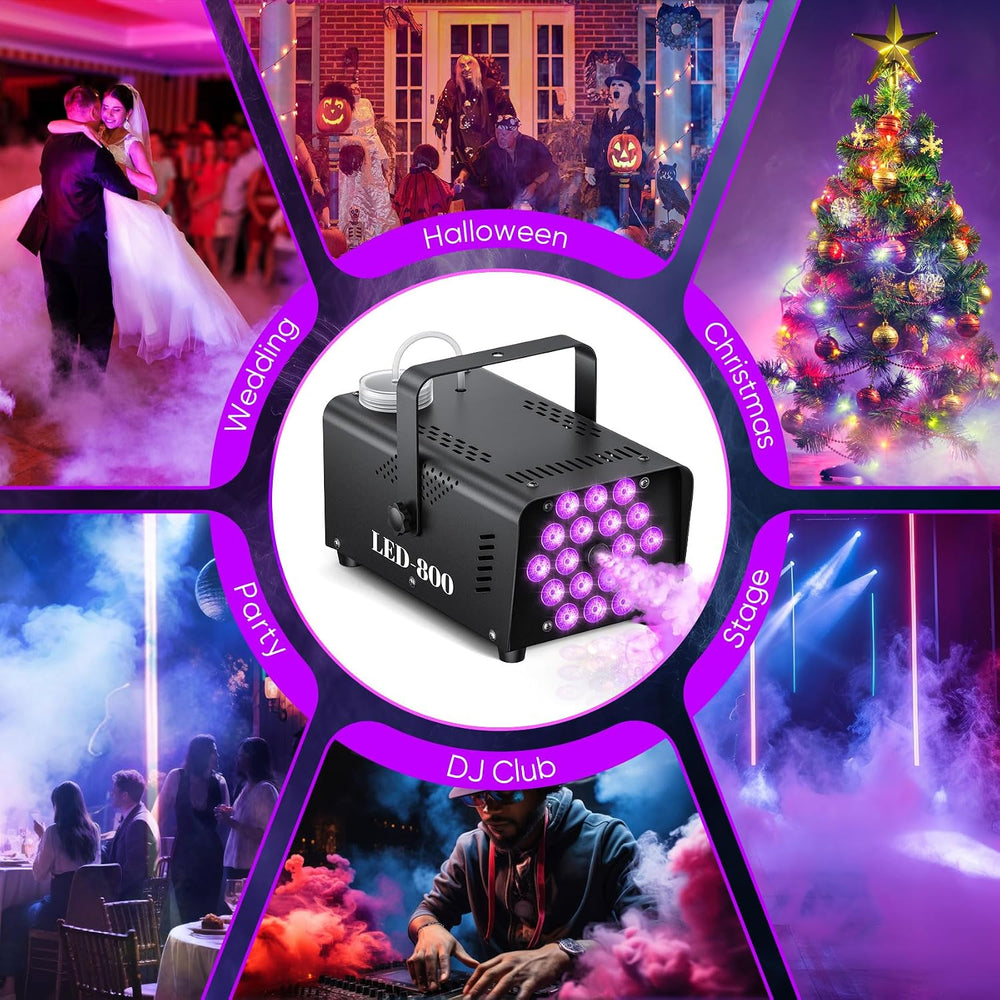 800W Fog Machine with Lights, 3500CFM Smoke Machine for Halloween