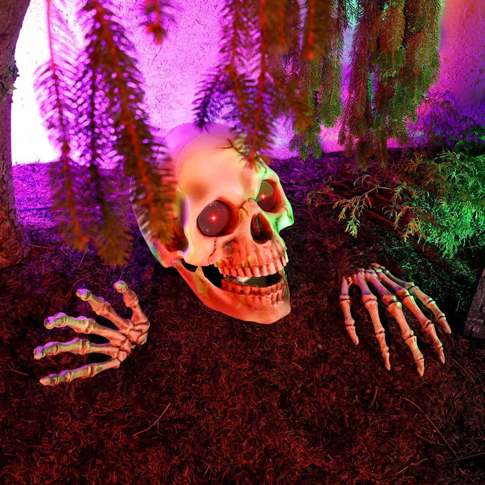 Haunted Hill Farm 1.3-Ft. Giant Talking Skeleton with Hands Halloween Decor