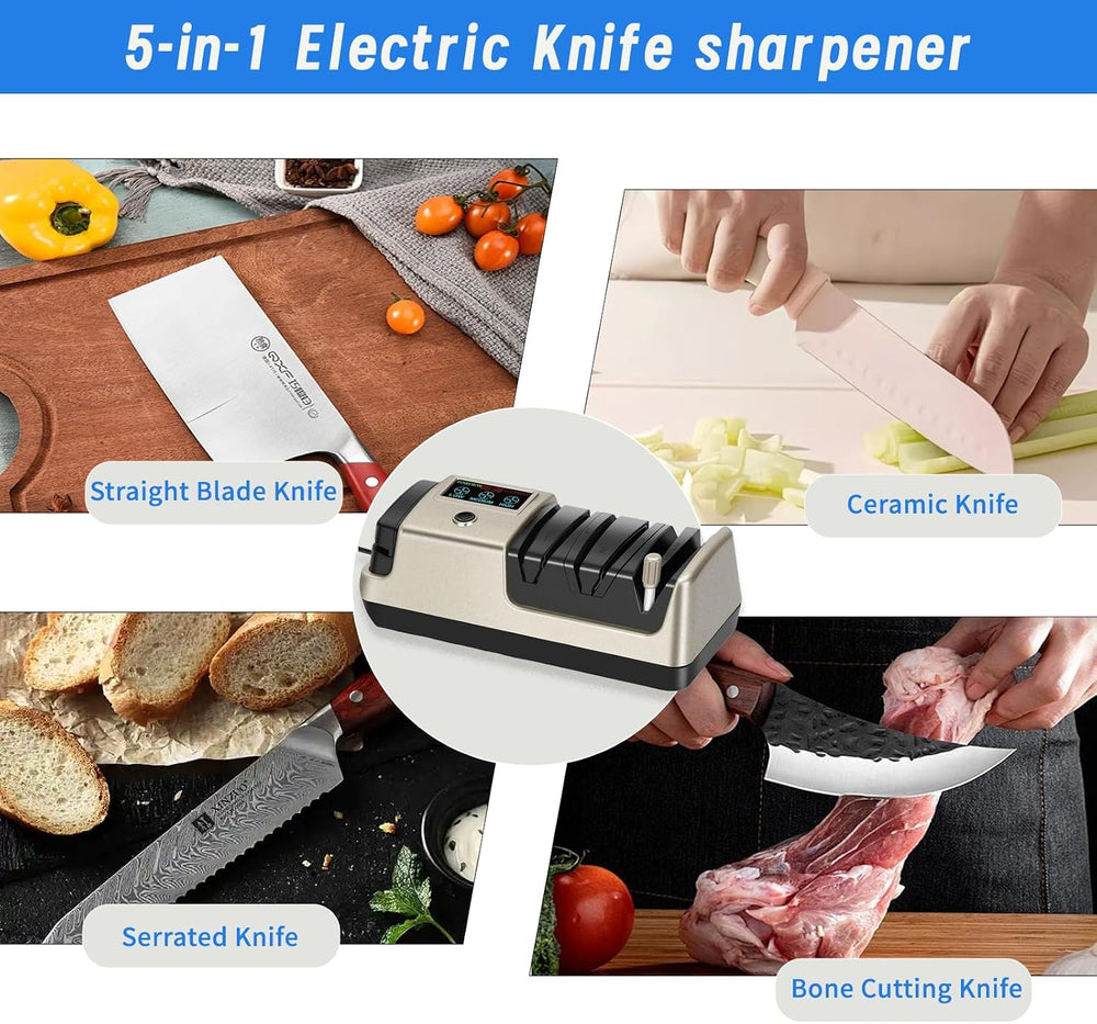 5-in-1 Electric Knife Sharpener for Kitchen Knives-Scissor Sharpener