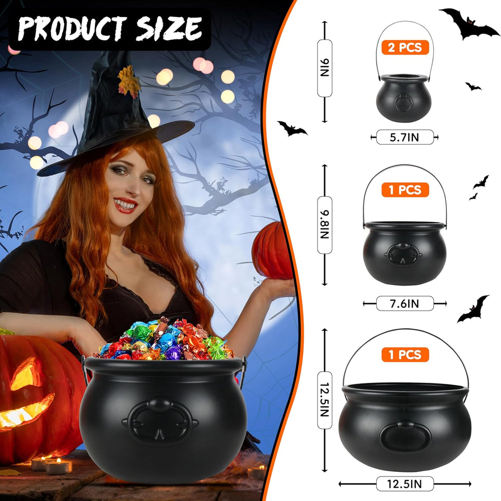Halloween Large Cauldron Kettles, 4 in 1 [12.6"+7.7" +5.7"+ 5....