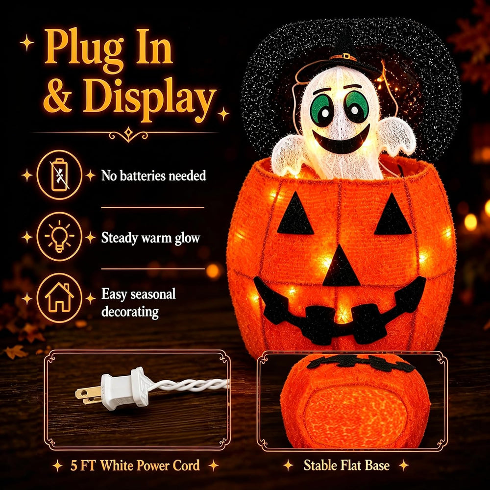 Halloween Decorations Outdoor, Lighted Pop-Up Ghost Gift Box