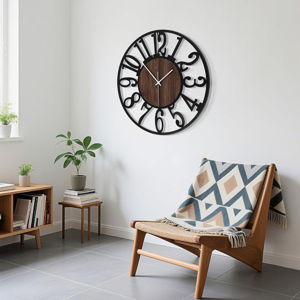 24" Silent Wall Clock – Adjustable Night Light, Battery Operated