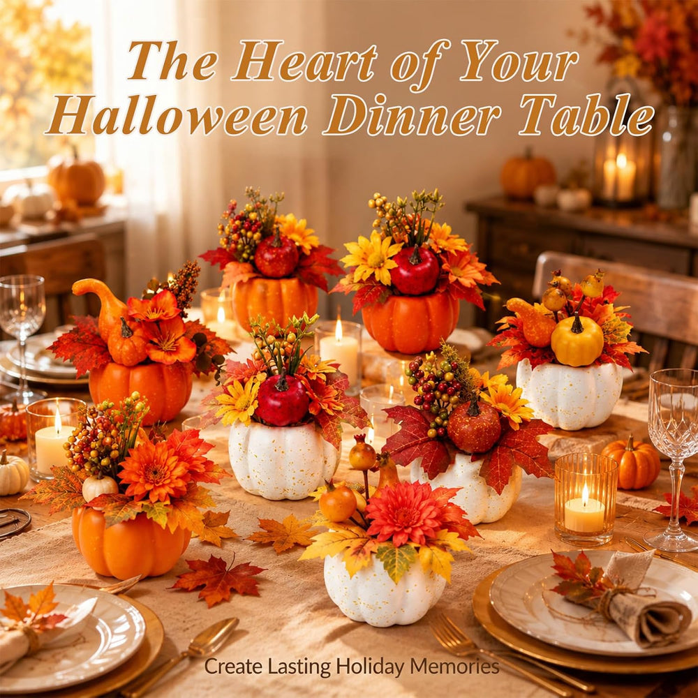8 PCS Faux Pumpkins Mini Artificial Pumpkins for Fall Halloween Thanksgiving ...