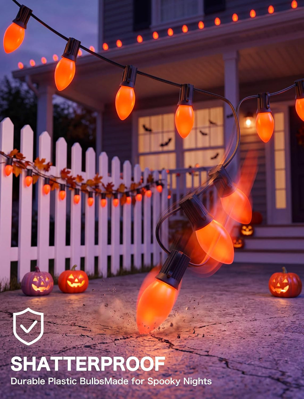 SUNSGNE C9 LED Halloween Orange String Lights 25FT Outdoor String Lights with...