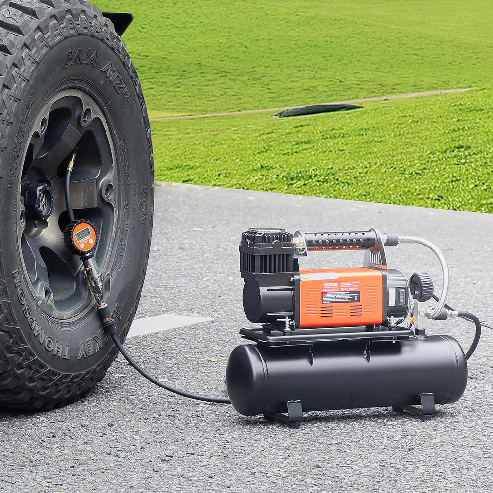VEVOR 12V Heavy Duty Air Compressor with 6L Tank Kit, 6.35 CFM Portable Tire ...