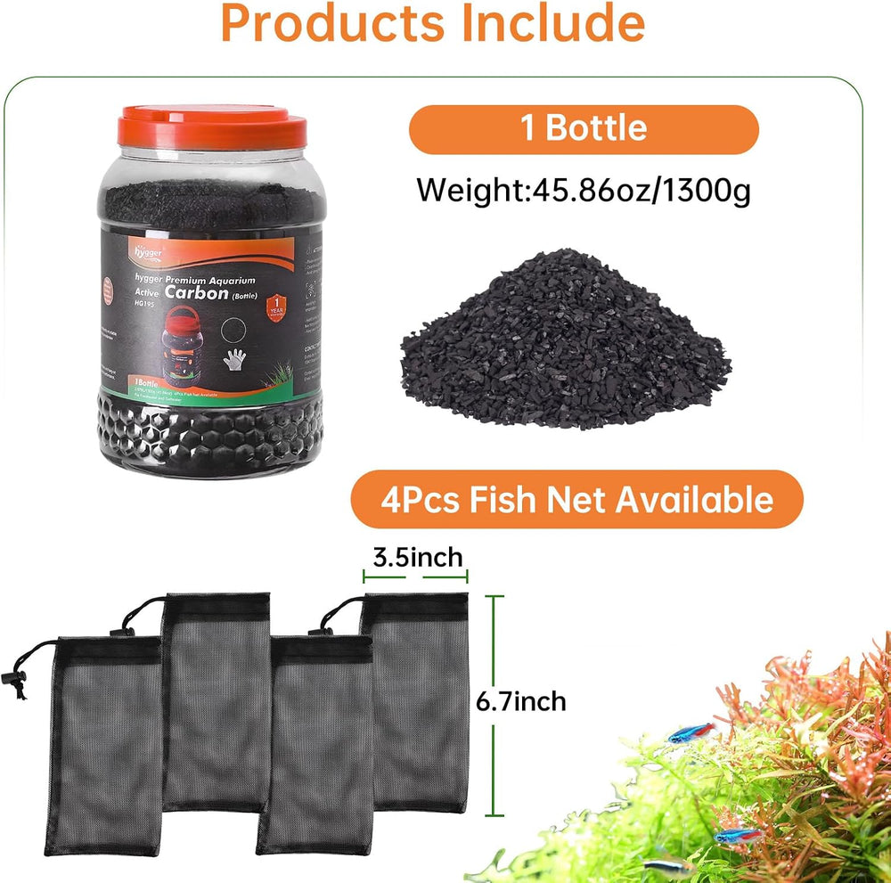 hygger Aquarium Activated Carbon, Premium Natural Coconut Shell Activated Cha...
