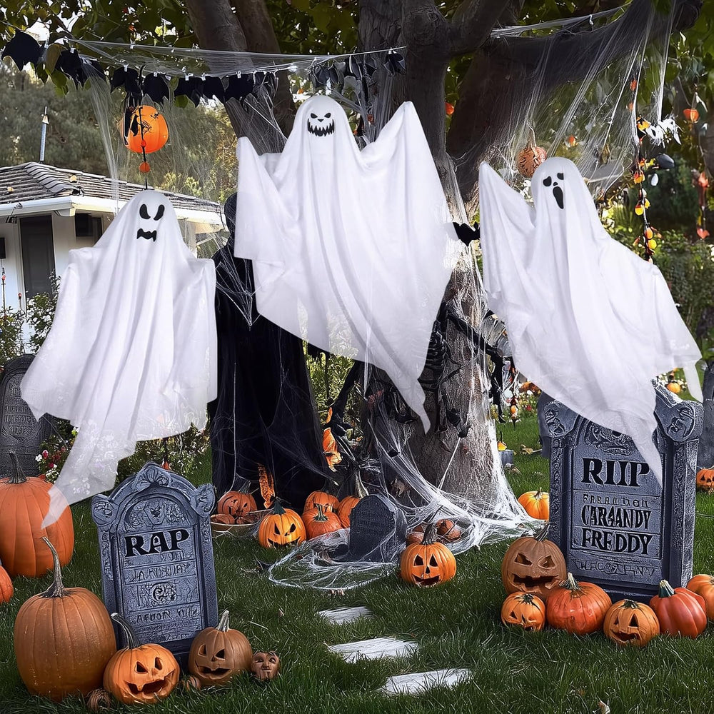 6 Pack Halloween Hanging Ghost Decorations with Lights, Remote Control