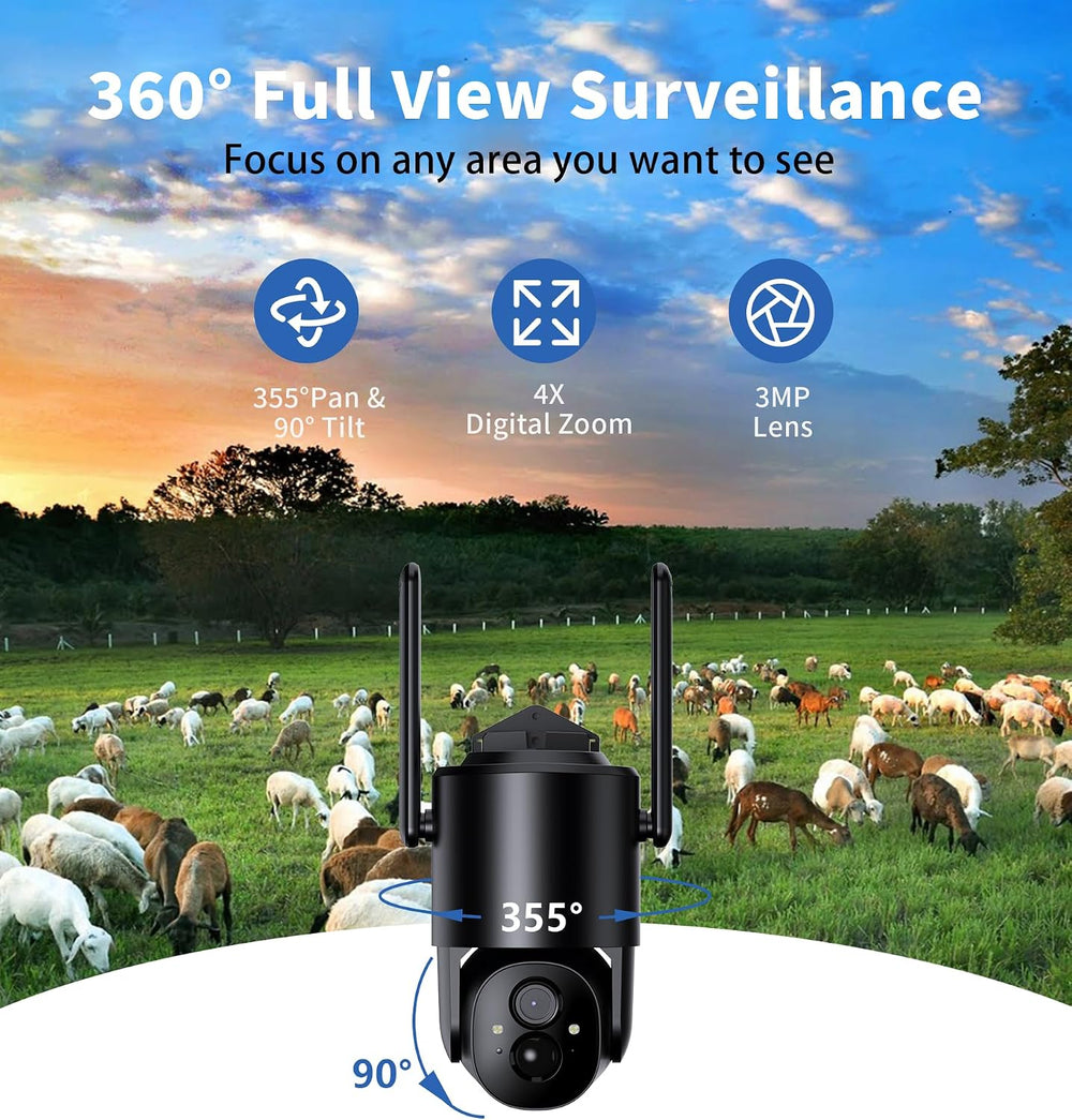 4G LTE Cellular Security Camera: No WiFi Security Camera Outdoor Solar Built-...
