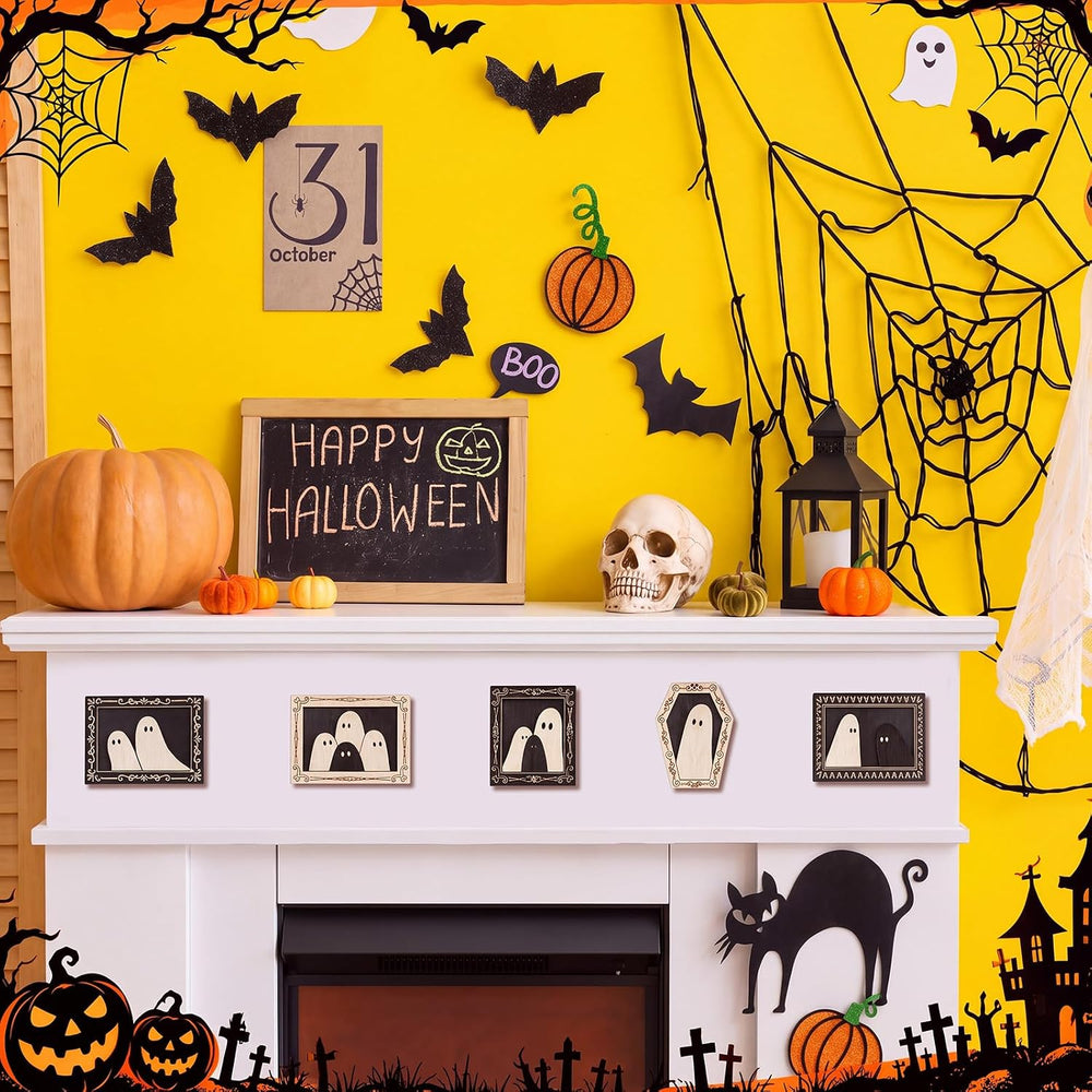 Simgoing 36 Set Adult Halloween Craft, Wood Ghost DIY Frame, Popular Style