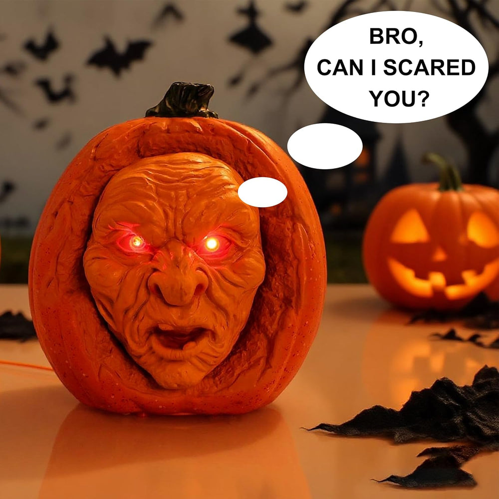 Scary Animated Pumpkin Decor for Halloween Haunted House (Orange)