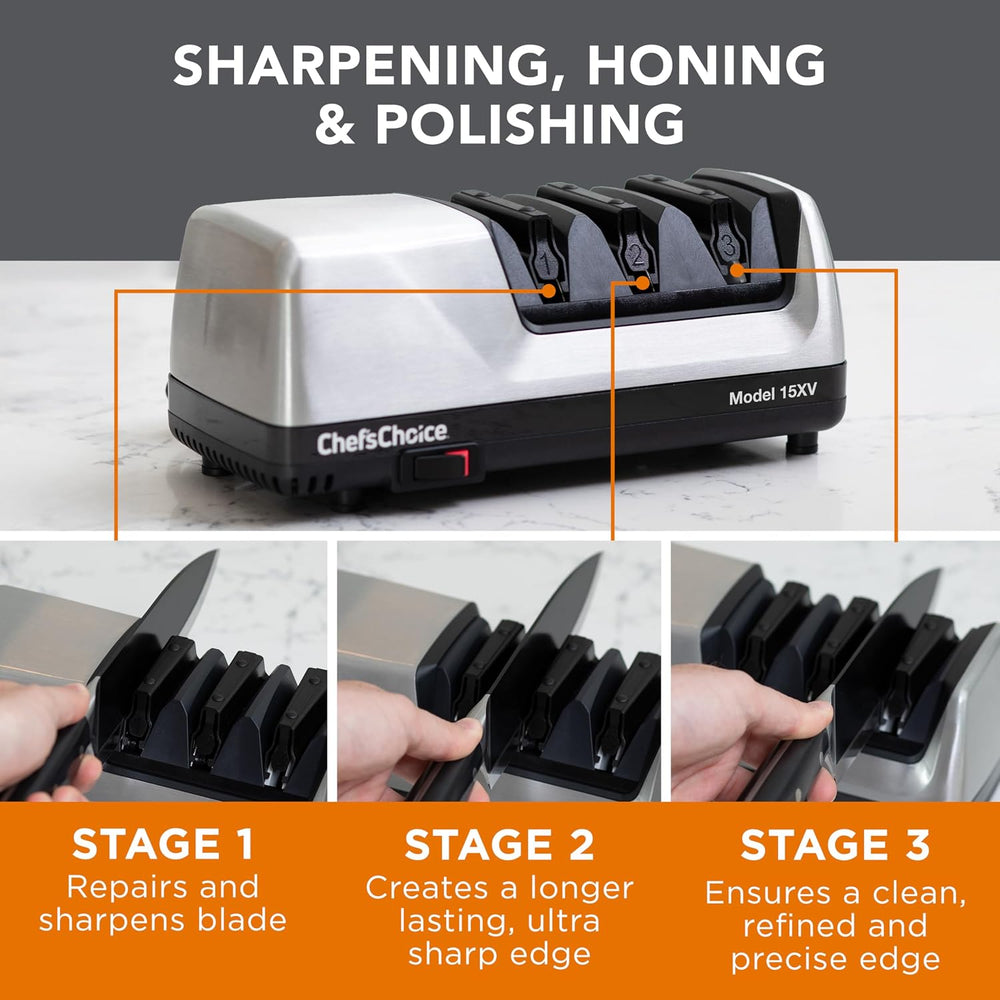 Chef’sChoice 15XV EdgeSelect Professional Electric Knife Sharpener with 100-P...