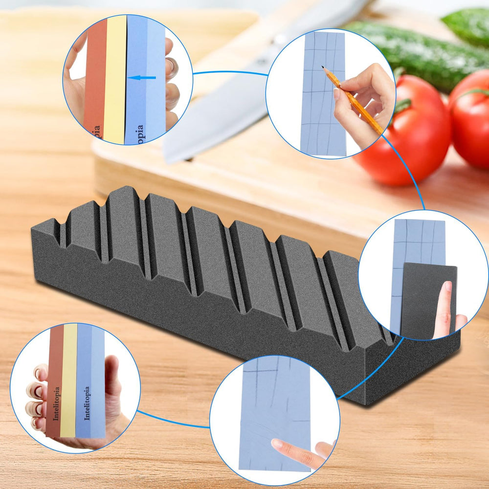 Intelitopia Complete Knife Sharpening Stone Set – Dual Grit Whetstone 400/100...