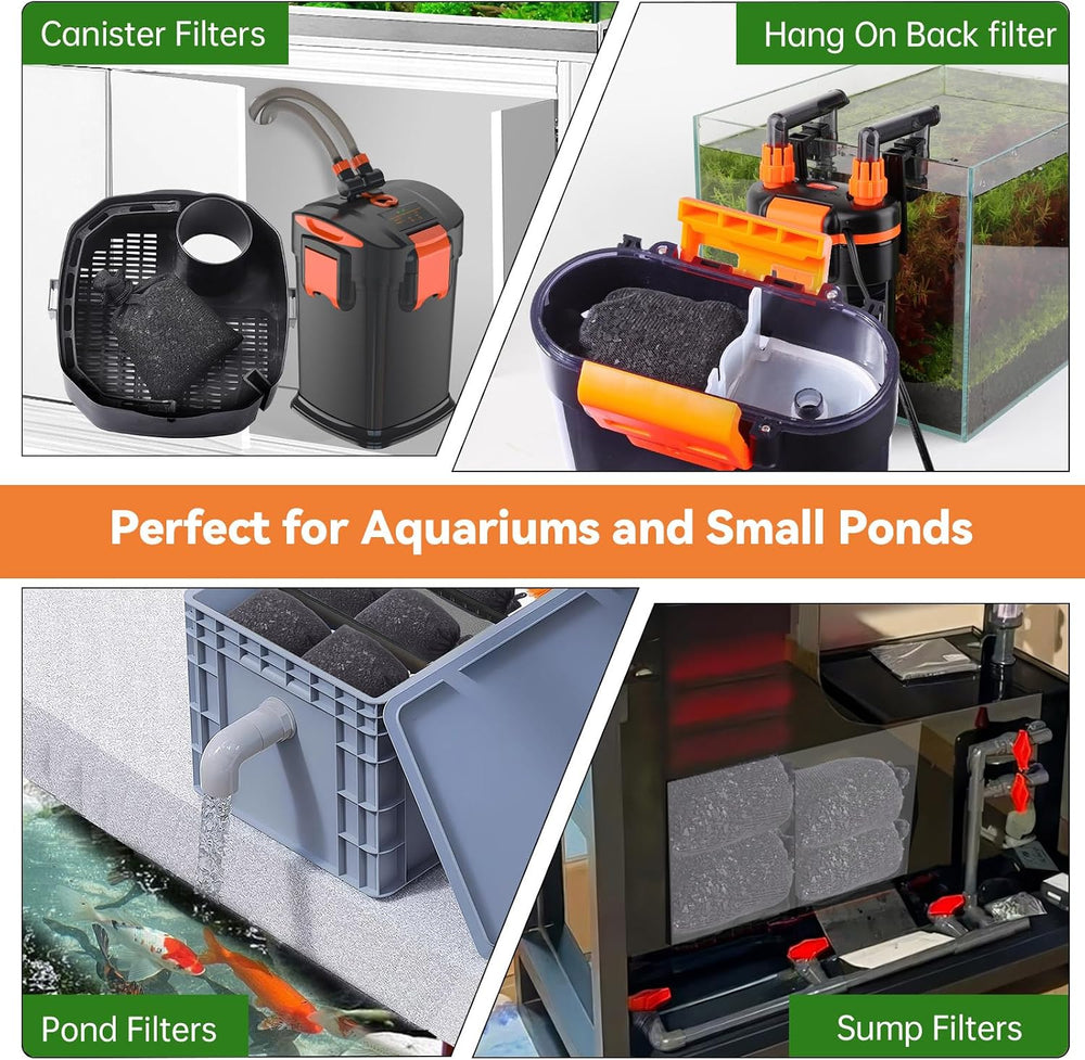 hygger Aquarium Activated Carbon, Premium Natural Coconut Shell Activated Cha...