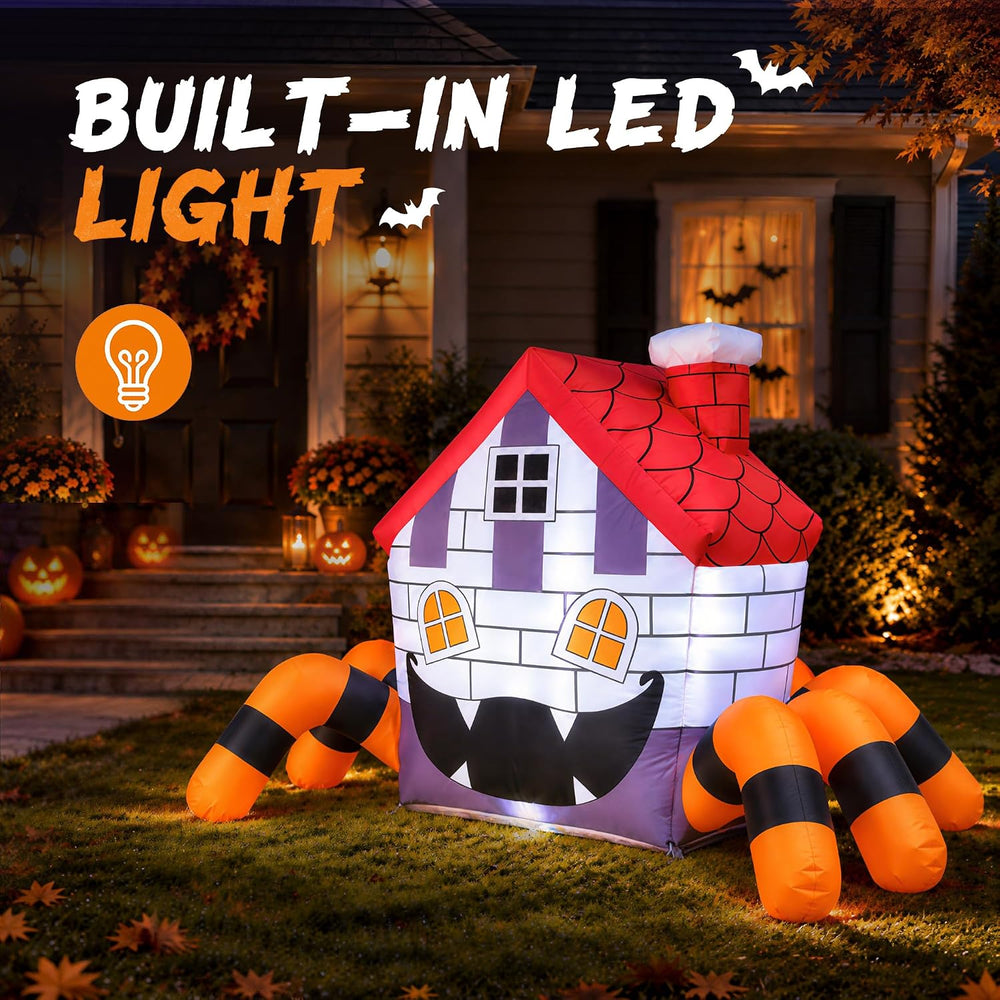 5FT Inflatable Halloween Decoration Outdoor, Blow Up Spider Yard LEDs Decor