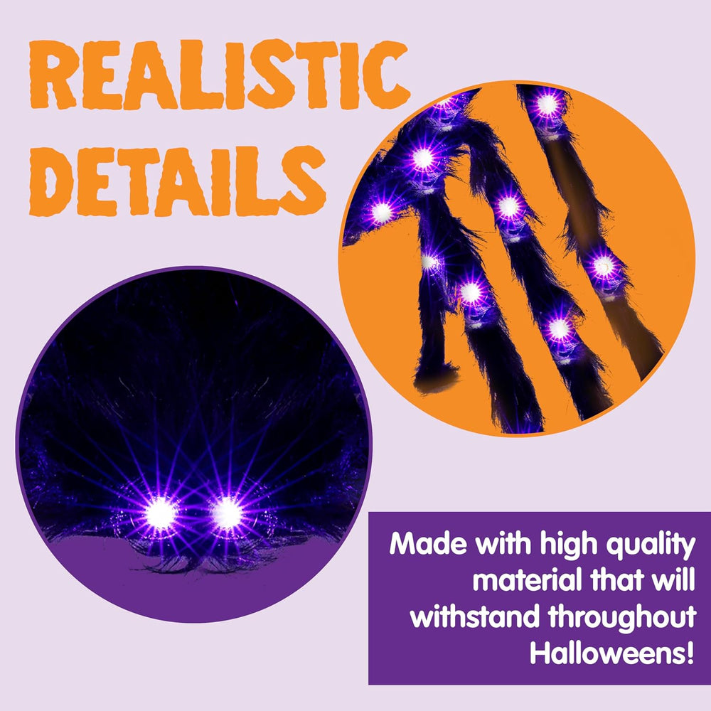 JOYIN 2 Pack 5 Ft Halloween Light Up Spiders Outdoor Decorations, Scary Giant...