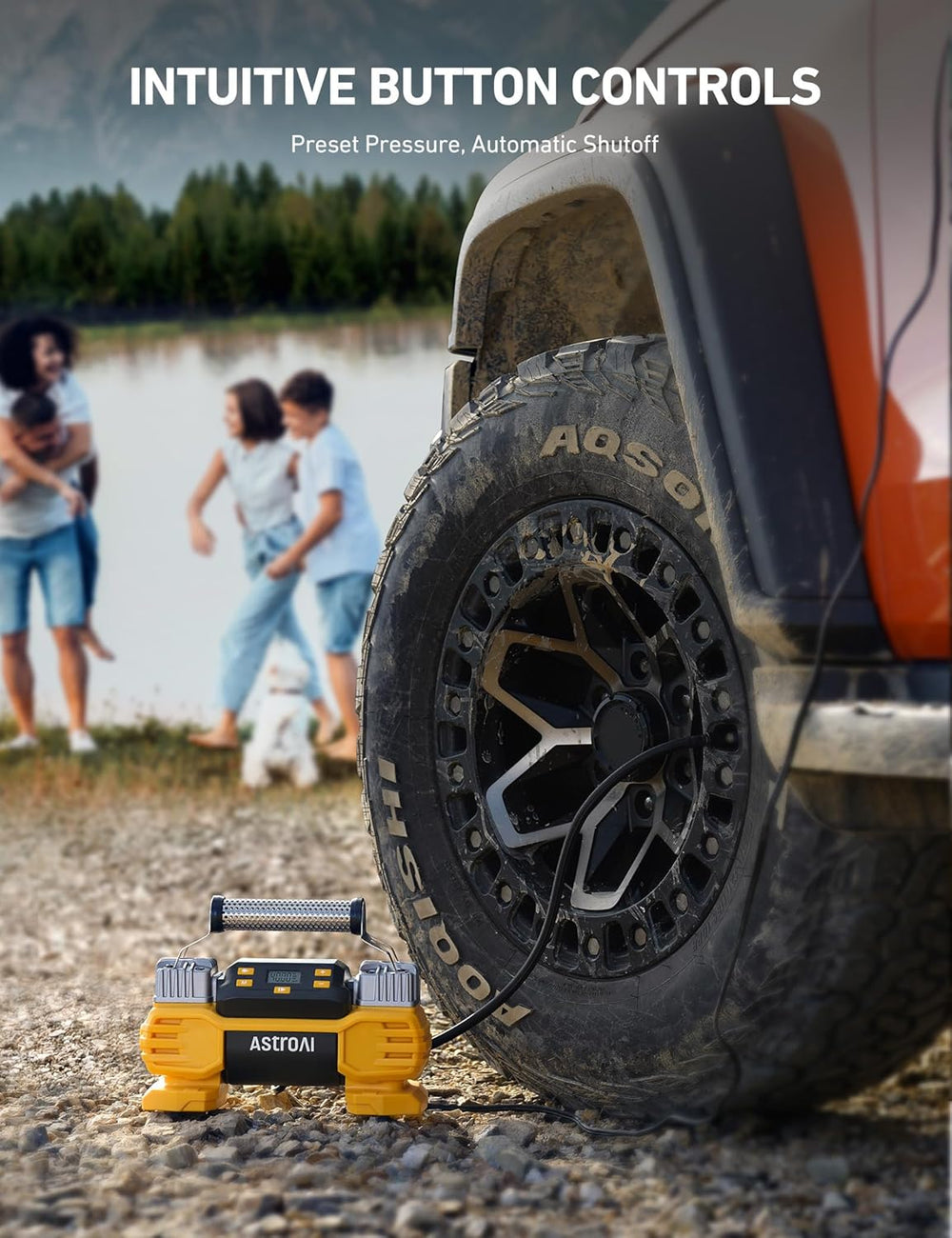 AstroAI Portable 160 PSI DC Heavy Duty Tire Inflator Pump Auto Shutoff with S...