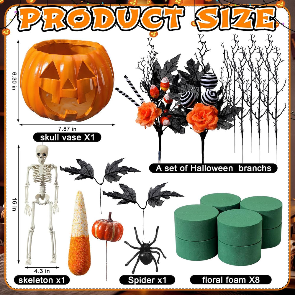 Wiwiqing Halloween Vase Table Centerpiece Decor, Pumpkin, Skull