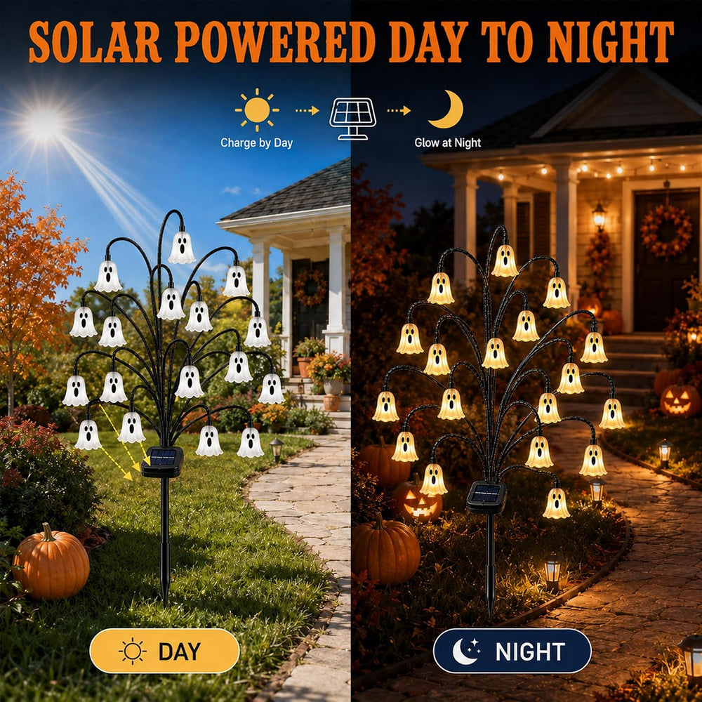 Outdoor Halloween Decorations, Solar Ghost Stake Lights for Yard