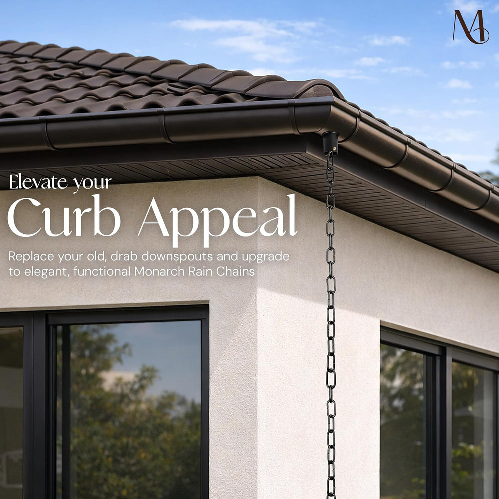 Monarch Rain Chains Aluminum Trad Link Black Rain Chains for Gutters – 8.5 ft...