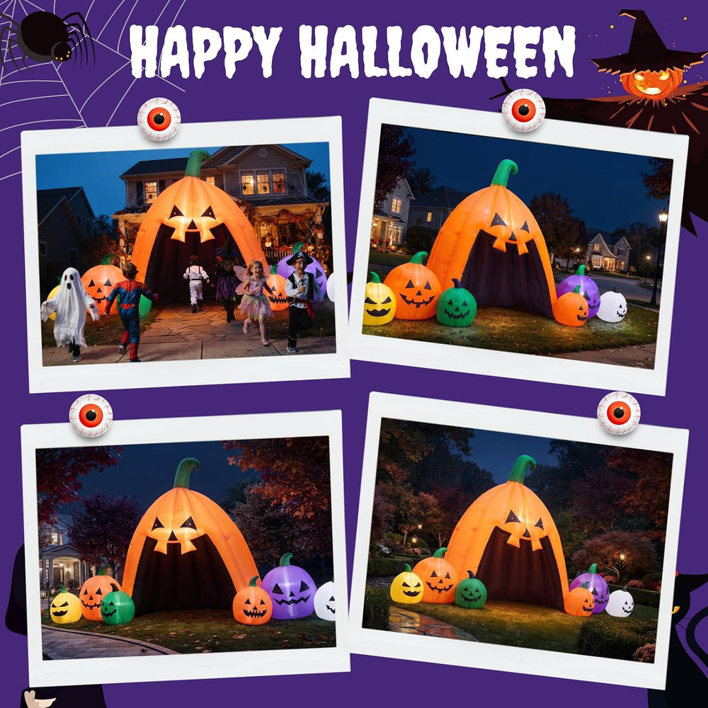 MGparty 14.5FT Halloween Inflatable Walk-in Pumpkin House with LED Lights