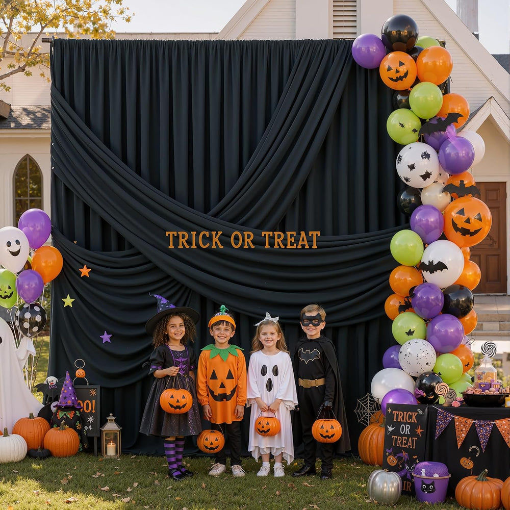 20x10FT Black Backdrop Curtains, Polyester Back Drop for Halloween