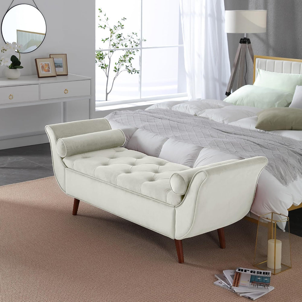 End of Bed Storage Bench for Bedroom, 65" King Size Velvet Storage Bench...