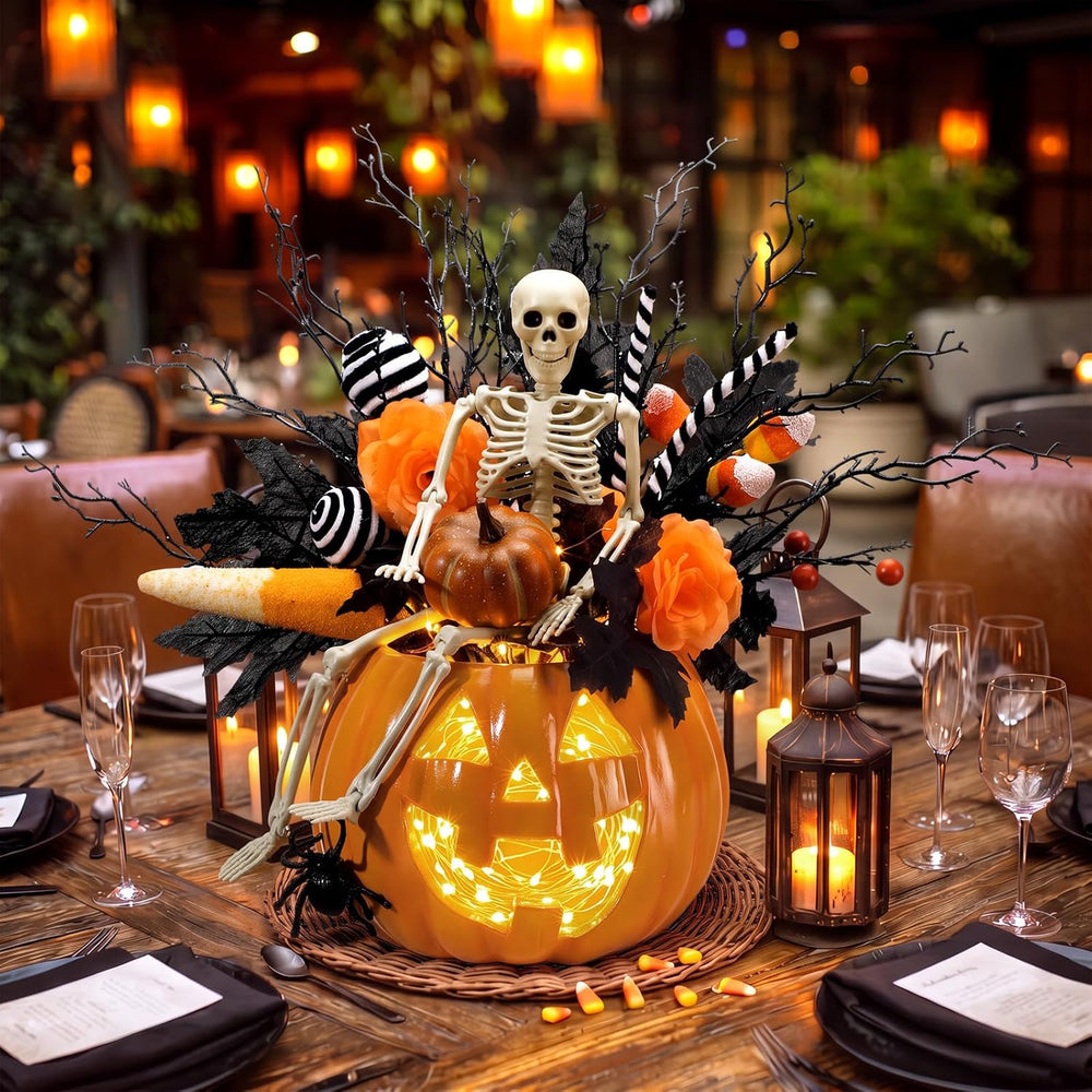 Wiwiqing Halloween Vase Table Centerpiece Decor, Pumpkin, Skull