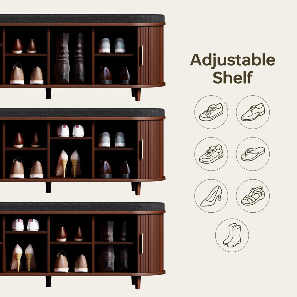 Entryway Bench with Storage: 51.2" Wooden Bedroom Shoe Bench with Thicke...