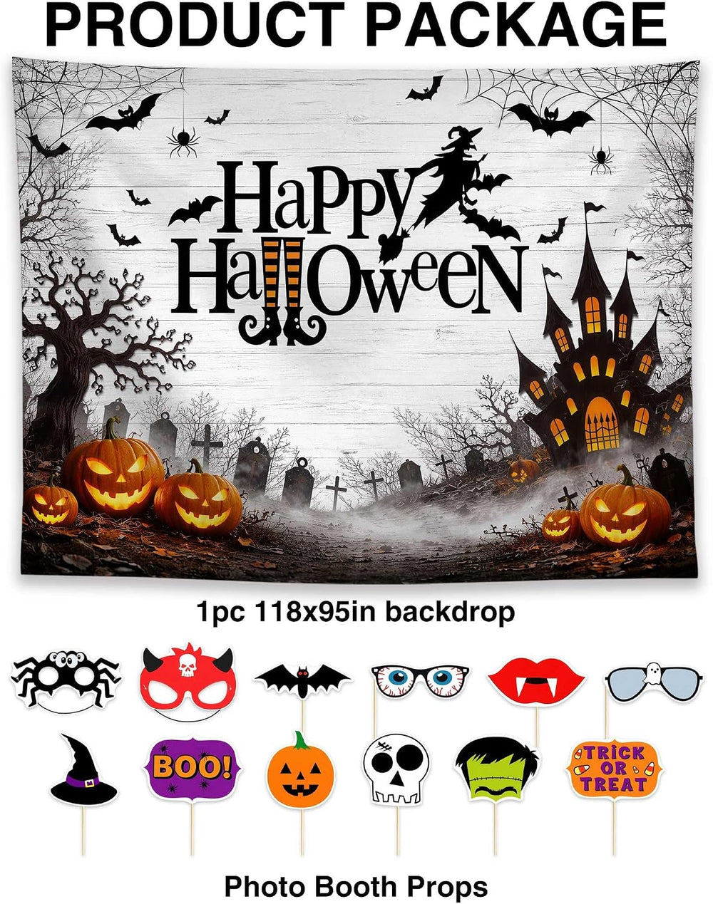 Allenjoy 118" x 95" Happy Halloween Photography Backdrop with Photo...