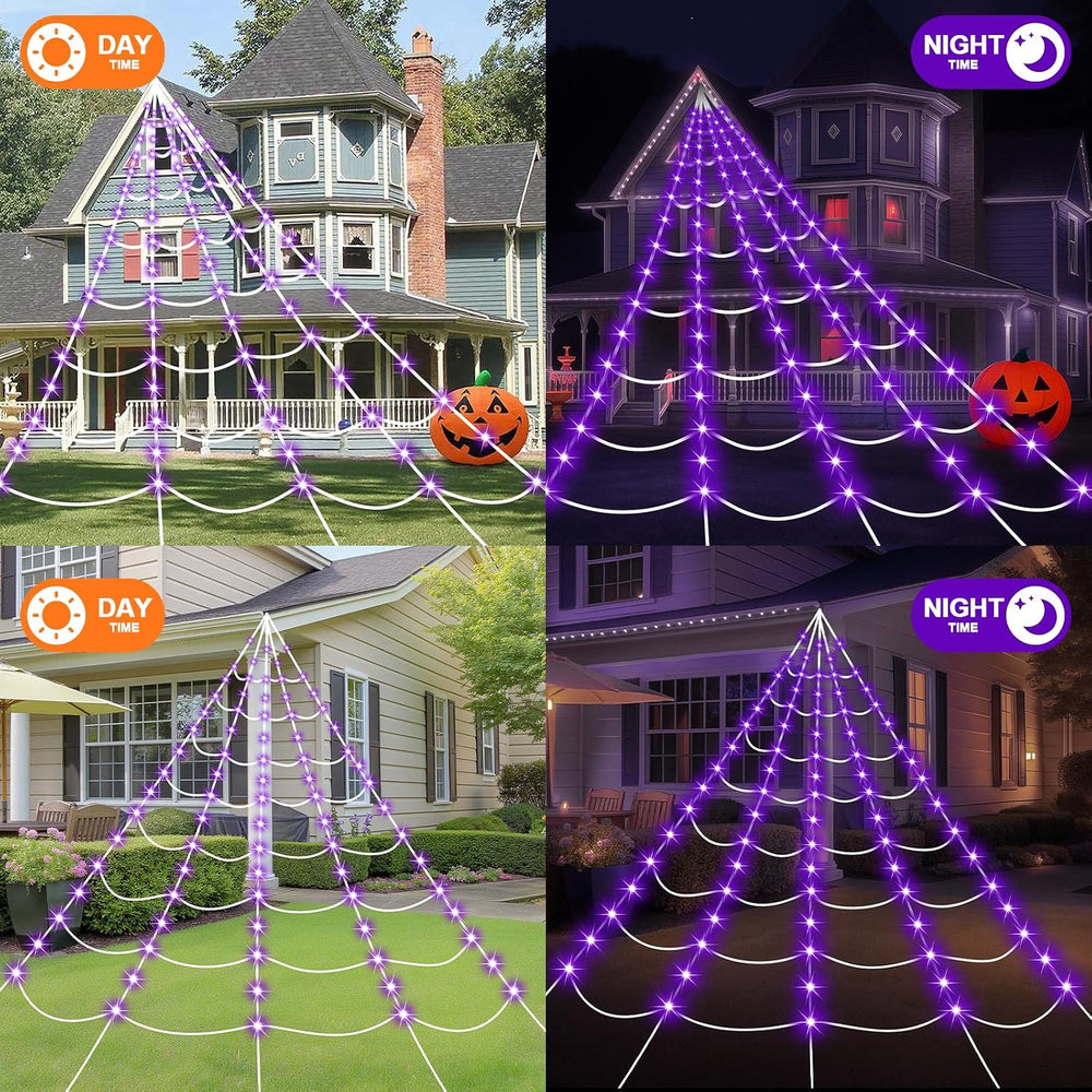 Halloween Decorations 16.4Ft Spider Web with LED Lights & 59" Giant ...