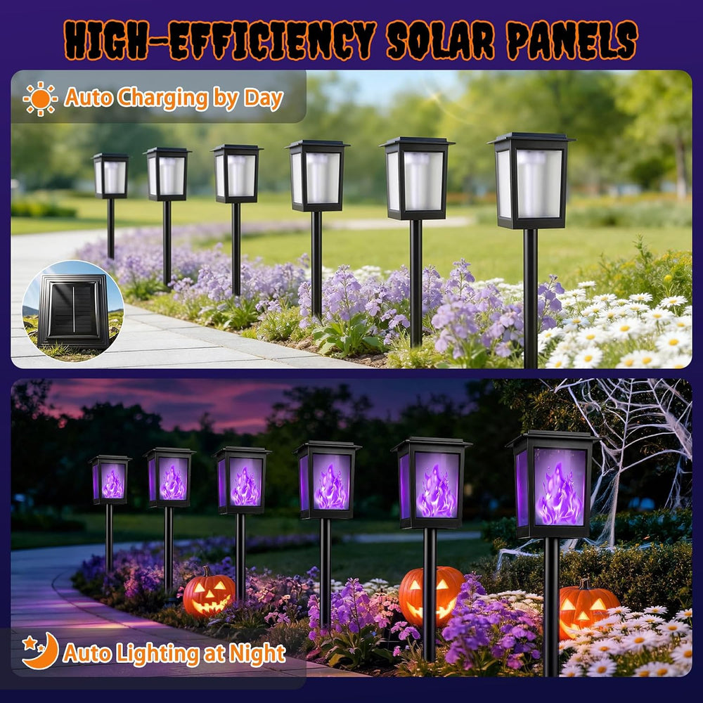 KYEKIO Large Size & Gen2 Purple Flame Solar Halloween Lights Outdoor Decor