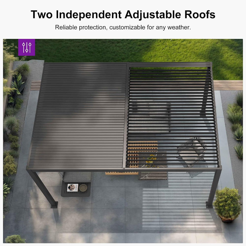 PURPLE LEAF Louvered Pergola 10' x 12' Outdoor Pergola w/Drainage System