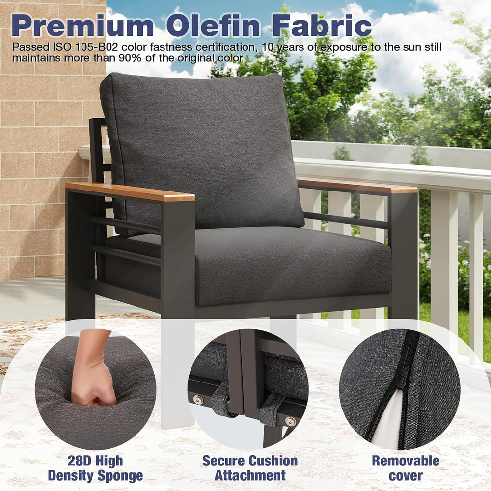 Aoxun Aluminum Patio Furniture Set 7 Seats, Dark Grey