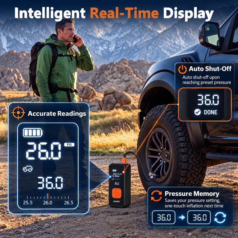 Tire Inflator Portable Air Compressor with Digital Gauge, 150 PSI Tire Pump