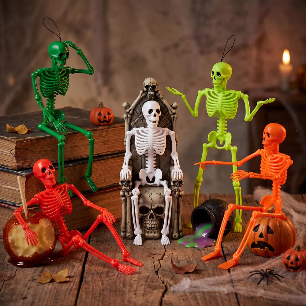 JOYIN 5 PCS 16" Blacklight Reactive Halloween Skeleton, Small Skeleton D...