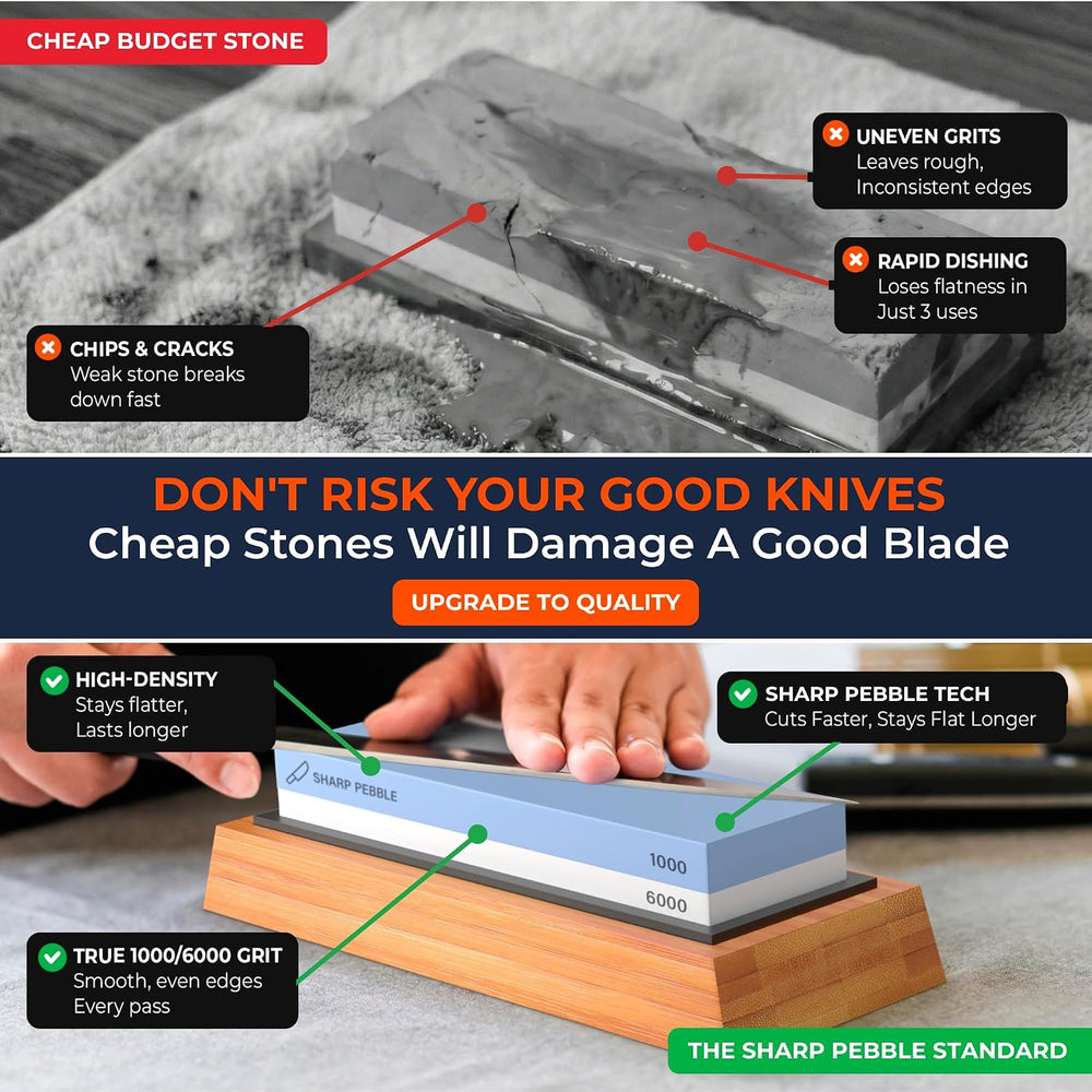 Sharp Pebble Whetstone Knife Sharpener – 1000/6000 Grit Sharpening Stone