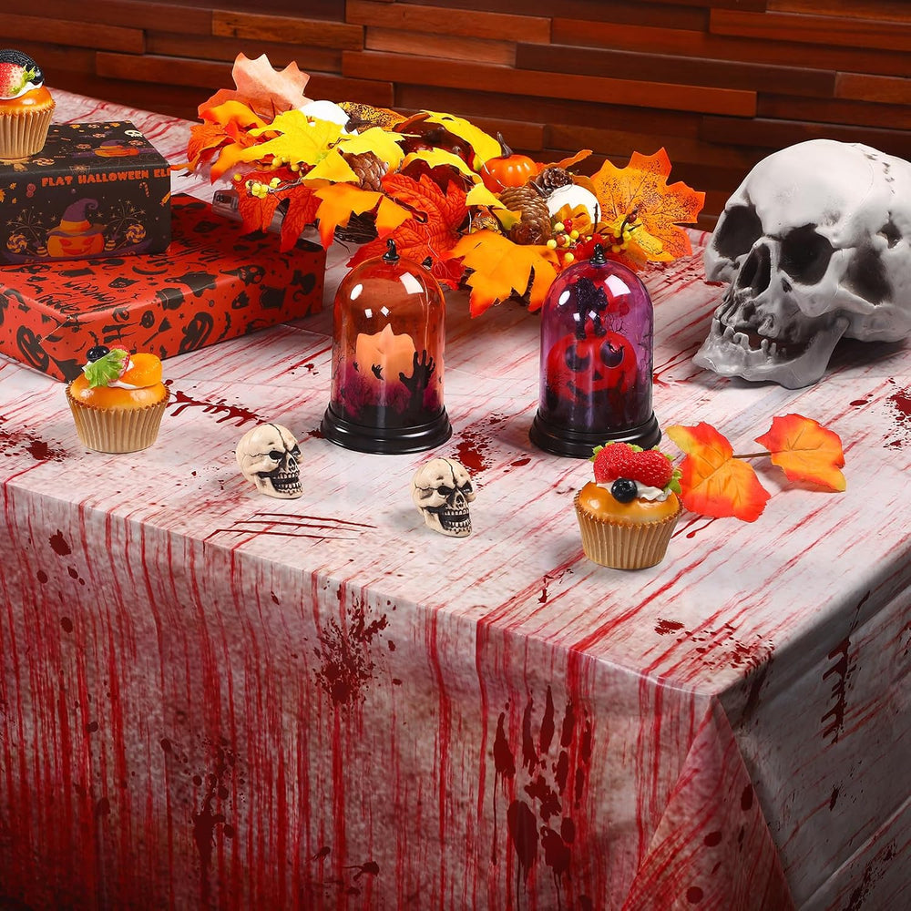 WovWeave 12 Pcs Bloody Halloween Tablecloth, Horror Theme Party Backdrop