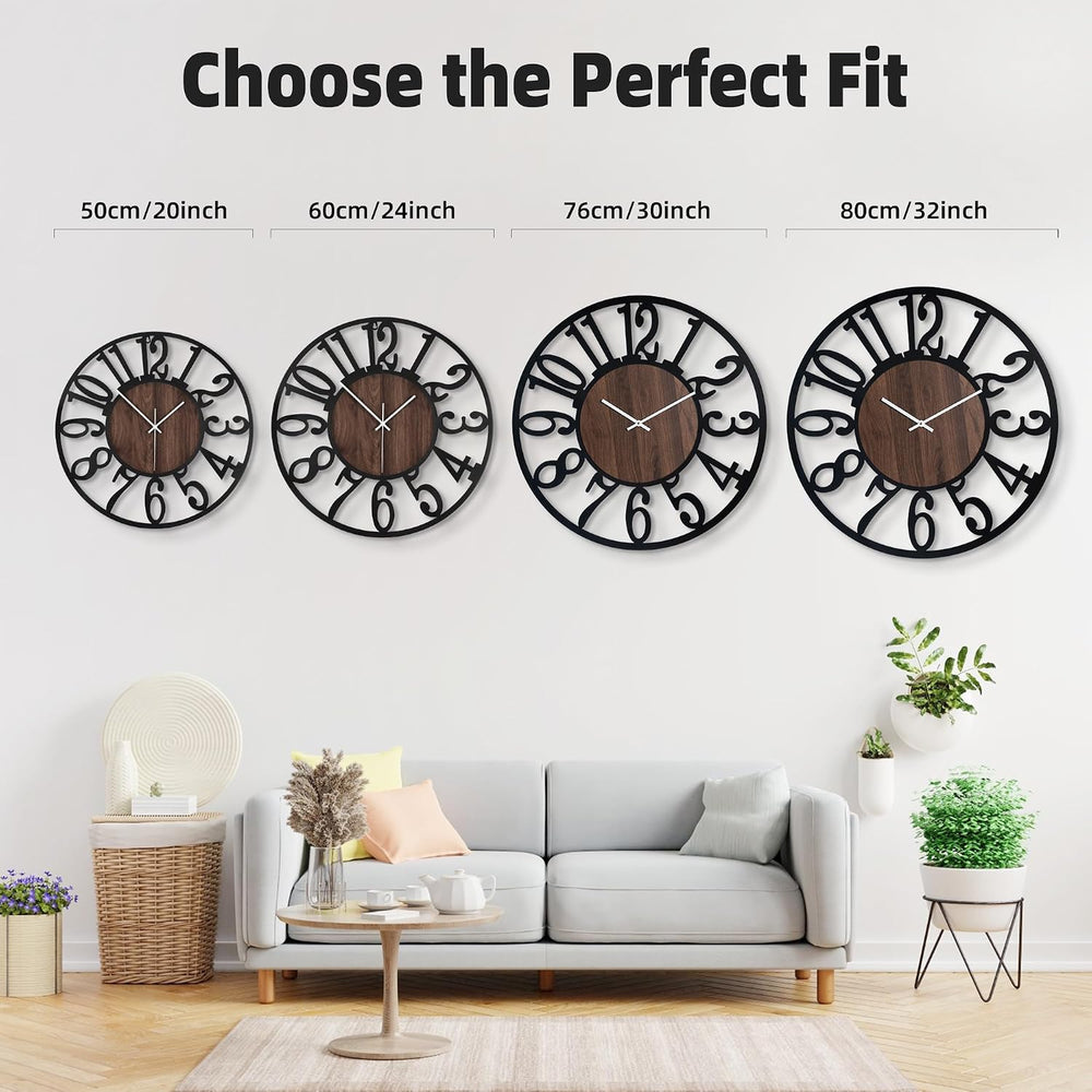 24" Silent Wall Clock – Adjustable Night Light, Battery Operated