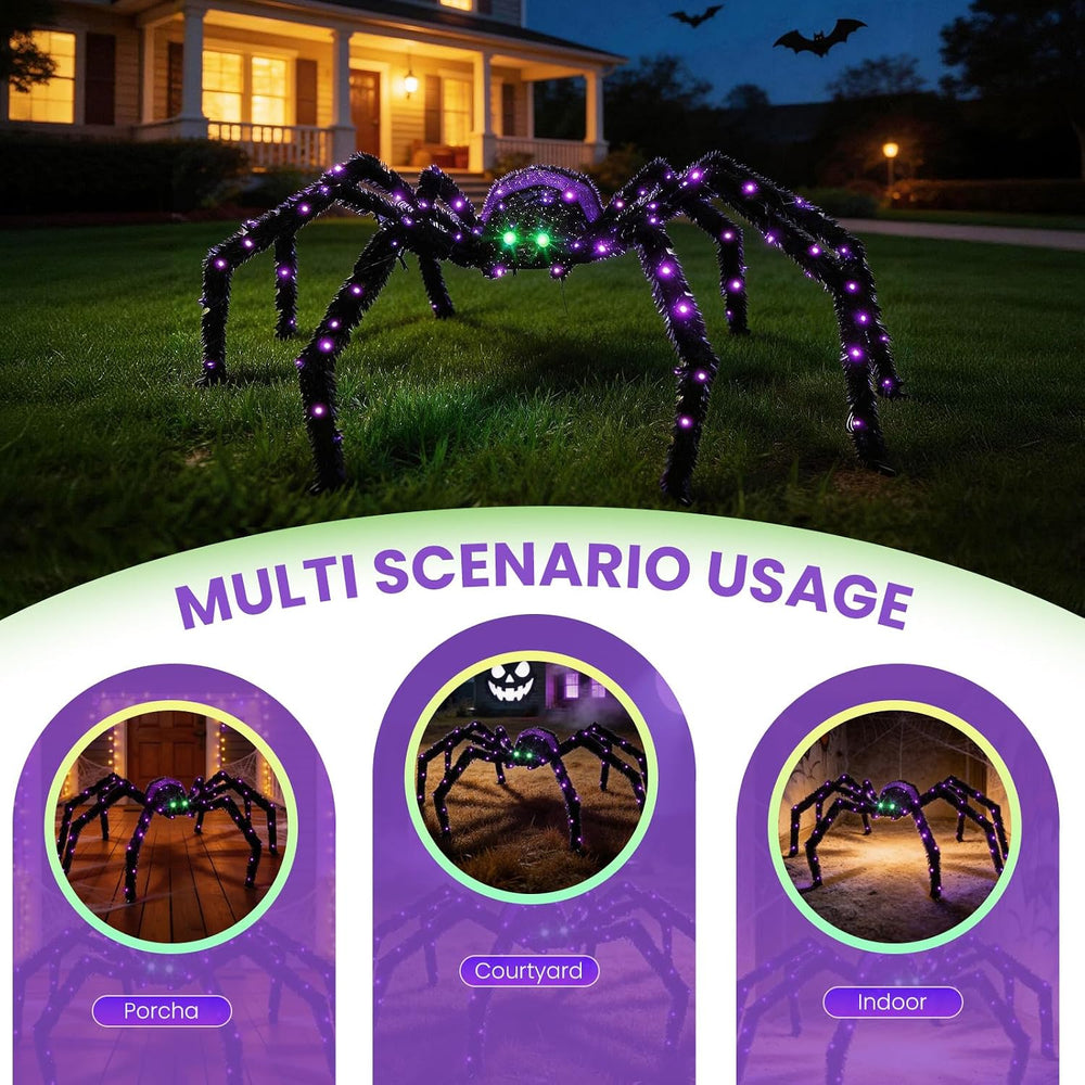 4.2FT Giant Spider Halloween Decorations Outdoor, 90 LEDs